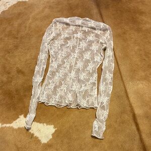 Free People Sheer Lace Blouse - Cream